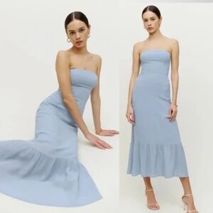 Reformation Arta Mineral Blue Dress